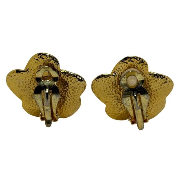 Gold-Tone Rose Flower Clip-On Earrings Vintage Spiral Petal Design 1.25" Floral - Picture 2 of 4